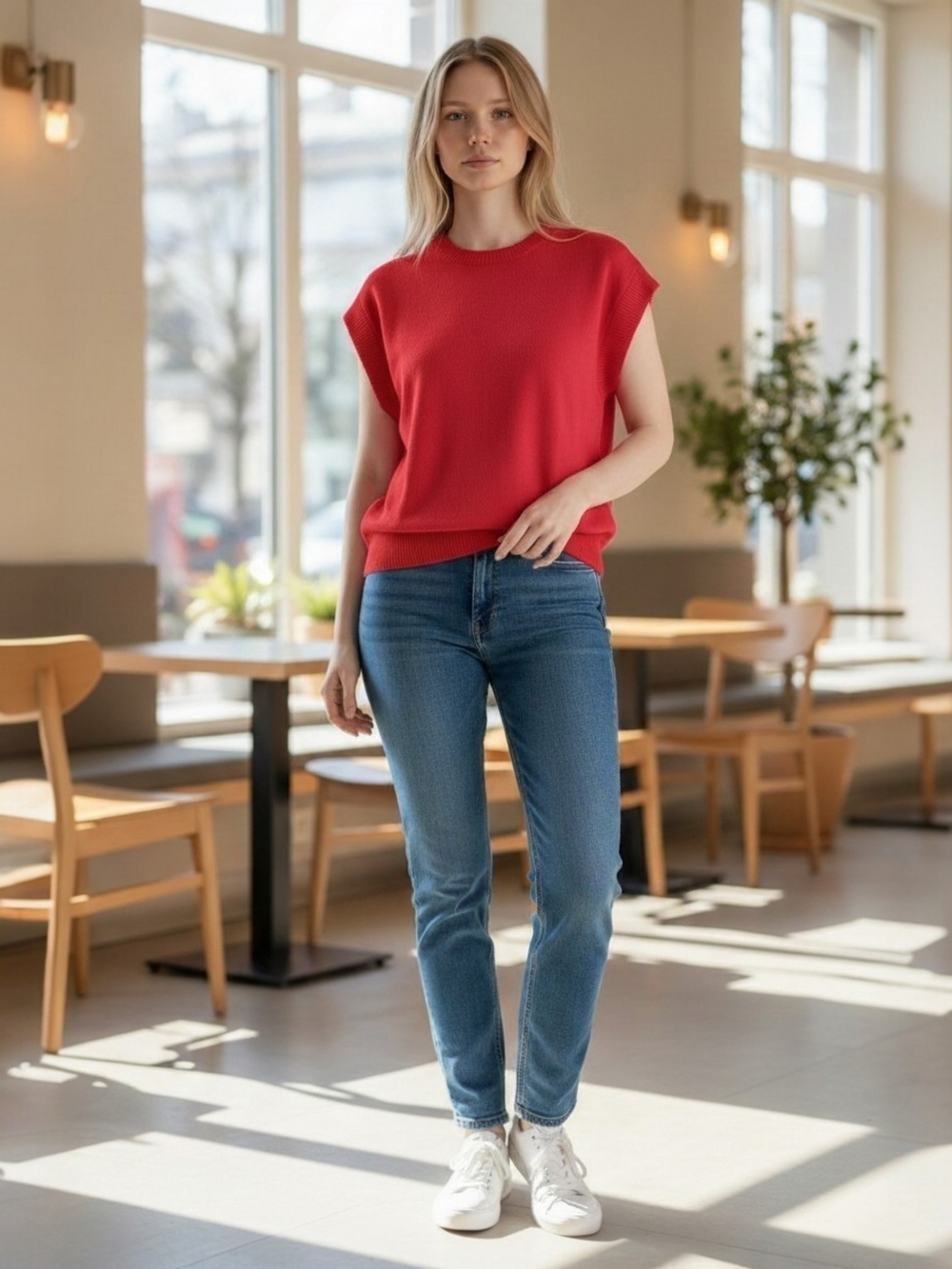 Zara Women's Red 100% Wool Sweater Vest NWT